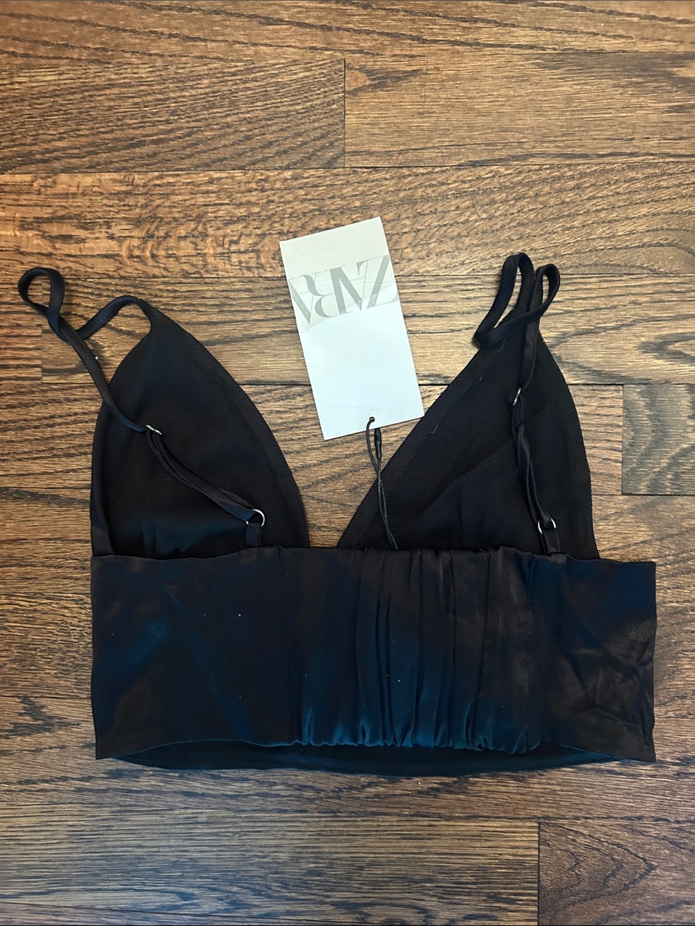 ZARA Black Satin Bandeau Bralette - Picture 3 of 4